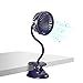 Clip on Fan Usb Battery Operated Desk Clip Fan with Emergency Power Bank, Baby Stroller Fan Rechargeable Personal Fan Flexible Neck 3 Speeds Great for Beach Car Camping Dorm Bed Office-Navy Blue