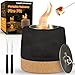 Tabletop Fire Pit, Round Concrete Smokeless Smores Fire Pit Table Top as Smores Maker Kit, Dual Burner Cups Rubbing Alcohol Table Top Firepit for Indoor & Patio Decor