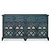 MY SWANKY HOME Rustic Cottage Blue Green Lattice Media Console Cabinet Vintage Style Wood Living Room Den 63 W X 35 H X 18 D (in)