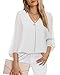 Tunic Tops for Women 3/4 Sleeve,Womens Hawiann Tops Business Casual Cato Fashions Chiffon Trendy V Neck Plus Size Work Clothes for Womens Office 3/4 Sleeve Tunic Tops for Women for Leggings White 3XL