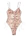 Lilosy Women Sexy Lace Up Floral Embroidered Teddy Babydoll Lingerie Bodysuit Top Mesh Sheer One Piece See Through Pink Medium