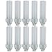 Sunlite Compact Fluorescent PLD 4-Pin Double U-Shaped Twin Tube, 13 Watts, 120 Volts, 780 Lumens, 2700K Soft White, 4-Pin G24q1 Base, 10 Pack