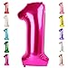 1 Balloon Number 40 Inch Hot Pink Party Decorations, One Balloon 1st Birthday, Huge Giant Balloons Foil Mylar Number Balloons For Wedding, Bridal Shower