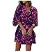 Reformation Dress, Plus Size Maxi Dress Summer for Teens 2022 Tanktop Dress Long Women's V-Neck Loose Batwing Sleeve Elastic Waist Printed Dress Mini Er Dresses Maxi Women Beach (3XL, Purple)