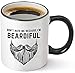 Gelid Don't Hate Me Because I'm Beardiful Coffee Mug - Funny Beard Gift For Him – Birthday or Christmas Gift Idea for Husband, Brother, Dad, Man or Men - 11 oz Tea Cup White