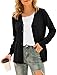 VIISHOW Women Long Sleeve Button Down V Neck Lightweight Basic Knit Sweater Cardigan, Black, Medium