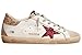 Golden Goose Super-Star Sneakers with Colored Glitter Star and Heel tab Sneakers, White/Red/Glitter, US 8/EU 38