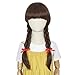Yan Dream Long Brown Braided Wig Cosplay Wigs for Girl Children Halloween Party Wig (Girls Wig, Brown)