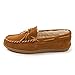 Minnetonka Mens Pile Lined Moccasin Slipper with Hard Soles Brown, 10.5