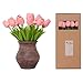 Pink Artificial Flowers - 20 Pcs Fake Tulips, Realistic Touch Spring Summer Fake Flowers, for Home Decor, Outdoor Garden Parties and Wedding Decorations, Mother's Day, Valentine's Day, Easter gifts