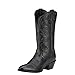 Ariat Womens Heritage R Toe Western Boot Black Deertan 9