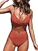 CUPSHE Women's Bikini Sets Two Piece Swimsuit High Waisted V Neck Twist Front Adjustable Spaghetti Straps Bathing Suit, M Brick Red