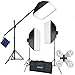 StudioFX H9004SB2 2400 Watt Large Photography Softbox Continuous Photo Lighting Kit 16' x 24' + Boom Arm Hairlight with Sandbag H9004SB2 by Kaezi