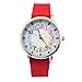 Bigbangbang Kids Analog Watch， Learning Time Watch, First Watch Soft Cloth Strap,Read time Study Time Todder Watch,Kindergarten Learn Time Watches,Pink Girl Watch， Girls Ages 7-10 (red)