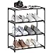 Hockmez 4-Tier Small Shoe Rack .Stackable Shoe Shelf Storage Organizer for Entryway Hallway Closet Bathroom Living Room (Black)