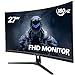 CRUA 27' 144Hz/180Hz Curved Gaming Monitor, FHD 1080P VA Screen 1800R Computer Monitors, 1ms(GTG) with FreeSync, Low Motion Blur, DisplayPort, HDMI, Support Wall Mount Install- Black