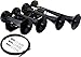 Vixen Horns Train Horn for Truck/Car. 4 Air Horn Black Trumpets. Super Loud dB. Fits 12v Vehicles like Semi/Pickup/Jeep/RV/SUV VXH4124B