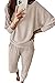PRETTYGARDEN Women's 2024 Fall Fashion Outfits 2 Piece Sweatsuit Solid Color Long Sleeve Pullover Long Pants (Apricot,Small)