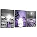 wall decorations for living room 3 Piece framed canvas wall art bathroom artwork for wall painting office bedroom wall decor Black and white ocean purple Landscape modern family Posters home decor