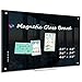 WALGLASS Black Dry Erase Board 24'x18' Magnetic Glass Board, Framless Black Glass Whiteboard for Walls, Bulletin Board for Office, School, Includes 6 Strong Magnets, 1 Pen Tray(Black)