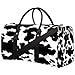 Black And White Cow Print Duffel Bag for Traveling Animal Large Sports Gym Bag Foldable Weekender Overnight Workout Bag for Women Men