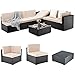 Pamapic 7 Pieces Outdoor Sectional Furniture，Wicker Patio sectional Furniture Sets，All-Weather Rattan Sectional Sofa Conversation Set with Coffee Table and Washable Couch Cushions Covers