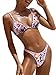 BIKINX Womens Swimsuits Sexy Thong Micro Bikini Ditsy Floral Two Piece Sets Bathing Suit Color Block Bandeau Swim Top