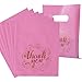 Wishop 100 Pieces Pink Thank You Merchandise Bags Party Gift Bags Candy Bags for Boutique, Retail, Gift Bags, Clothes, Party Favors (Pink/Gold, 6.3x7.9 Inches)