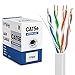 Cmple - Cat5e Ethernet Cable 1000ft Gigabit Network Cat 5e Bulk Unshielded Twisted Pair (UTP), Solid 24AWG CMR 350 MHz White