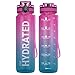 Sahara Sailor Water Bottles, 32oz Motivational Sports Water Bottle with Time Marker - Times to Drink - Tritan, BPA Free, Wide Mouth Leakproof, Fast Flow Technology with Clean Brush (1 Bottle)