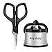 AnySharp Kitchen Knife Sharpener & Mini Scissors Bundle, PowerGrip Suction, For Hardened/Serrated Knives & Thick Materials, Compact, Silver, Black