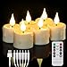 FREEPOWER Rechargeable Flameless Tea Lights with Remote Timer, Soft 3D Wick LED Tealights Candles Battery Operated, Rechargeable Candles Flickering Realistic for Home Decor Up to 40 Hours,6 Pack