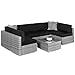 Best Choice Products 7-Piece Modular Outdoor Sectional Wicker Patio Conversation Set w/ 2 Pillows, Coffee Table, Cover Included - Gray/Black