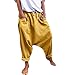 YOUYING Womens Baggy Harem Pant Drawstring Elastic Waist Drop Crotch Pant Lightweight Cotton Casual Wide Leg Beach Yoga Pants Yellow
