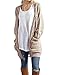 GRECERELLE Women's Long Sleeve Knit Cardigans Sweater Blouses with Packets for Fall Winter(Large, Khaki)