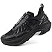 ONEMIX Men's Max Cushioned Quick Laces Hiking Walking Shoes with Arch Support Plantar Fasciitis Pain Relief Breathable Outdoor Trailing Running Sneakers Non Slip Trekking Camping Shoes,Size 10 Black