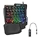 CHONCHOW One Handed Gaming Keyboard Rainbow LED Light Up, 35 Keys Protable Mini Single Hand Keyboard with Wrist Rest, Ergonomic Wired One Hand Keyboard for Xbox PS4 PS5 PC Laptop with USB Hub