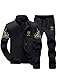 Lavnis Men's Casual Tracksuit Full Zip Running Jogging Athletic Sports Jacket And Pants Set Black L