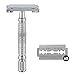 ROCKWELL RAZORS R1 Double Edge Safety Razor in White Chrome, Butterfly Open with 5 Blades