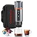 CONQUECO Portable Espresso Coffee Machine: 12V Electric Small Travel Expresso Maker - Self Heating 8 Cups Battery Powered Compatible for Nespresso Capsule - for Camping RV Hiking Office (w/Handbag)