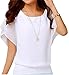 VIISHOW Women's Loose Casual Short Sleeve Chiffon Top T-Shirt Blouse White XL