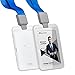 Phomo Self Retractable ID Badge Holders with Carabiner Reel Clip and Badge Lanyard, Heavy-Duty ID Card Holder for Neck, Vertical Style Transparent Hard Accessories Clear, (Holds 1to 2 Cards) (White)