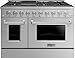 FORTÉ Convection Double Ovens with Gas Cooktop, 48 Inch, 5.53 Cu. Ft. Capacity, Natural, All Gas Freestanding Range Oven for Kitchen, Stainless Steel Finish, (8) Sealed Gas Stove Top Burner