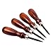 WUTA Leather Edge Bevelers, 4pc High Carbon Steel Edge Skiving Set, Leather Wood Handle Leather Tools, Leather Craft Keen Edge Cutting for Beveling (0.8mm+1mm+1.2mm+1.4mm)