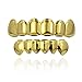 TOPGRILLZ 18K Gold Plated Hip Hop Custom Fit Teeth Grillz Set Caps with 4 Silicon Molding Bars (Gold 6 Fangs)