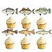 18pcs Fish Happy Birthday Cupcake Toppers Little Fisherman Cupcake Picks Bobber Fish Man Fishery Pole Fisher Baby Shower Kids Birthday Party Cake Decorations Supplies