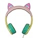 Gabba Goods Rainbow Cat LED Light Up Headphones for Kids SafeSounds Kids Headphones with Volume Limiter, Foldable