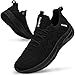 Feethit Mens Slip on Walking Shoes Fashion Lightweight Non Slip Running Sneakers Breathable Comfortable Sneakers for Gym Travel Work All Black 12