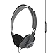 Koss KPH30iK On-Ear Headphones, in-Line Microphone and Touch Remote Control, D-Profile Design, Wired with 3.5mm Plug, Dark Grey and Black