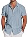 COOFANDY Men's Cuban Guayabera Shirt Short Sleeve Button Down Shirts Casual Summer Beach Linen Shirts Blue